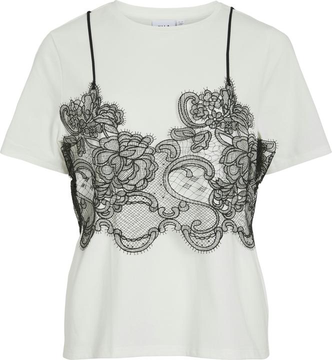 Vila VIRADA Spitzenverziertes T-Shirt