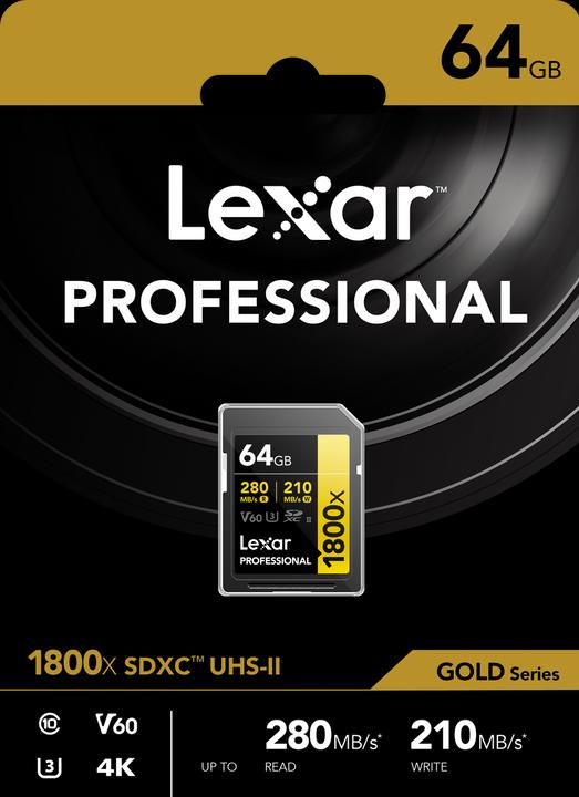 Produktbild Lexar Professional Gold Series (64 GB, SDXC, U3, UHS-II)