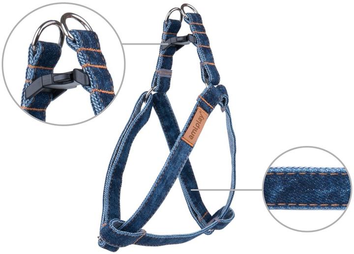Actual product image amiplay HARNESS ADJUS DENIM S 20/35X1CM NAVY BLU (23, 24, 25, 27, 28, 29, 30, 31, 32, 33, 34, 35, Dog)