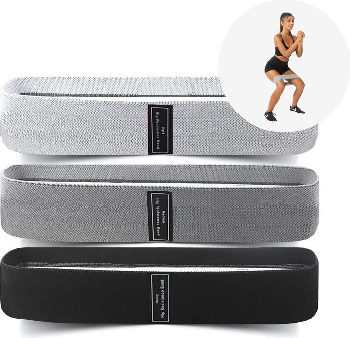 Produktbild Hermex Booty-Band Hip-Resistance-Band Glute-Band Trainingsband Fitnessband (0.37 m, Leicht, Mittel, Stark)