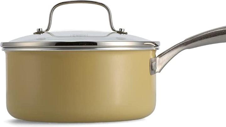 Actual product image Greenline Porpoise Geel 4-delige steelpanset met deksel - inductie - anti-aanbak - PFAS-vrij (18 cm, Saucepan, Aluminium)