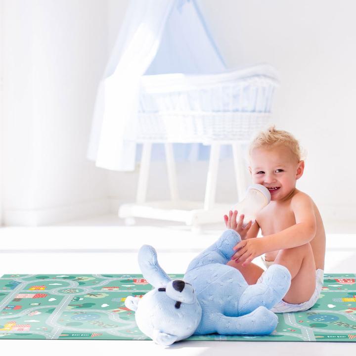 Image du produit Achoka Tapis de jeu Trafic turquoise, 100x150cm (100 x 150 cm)
