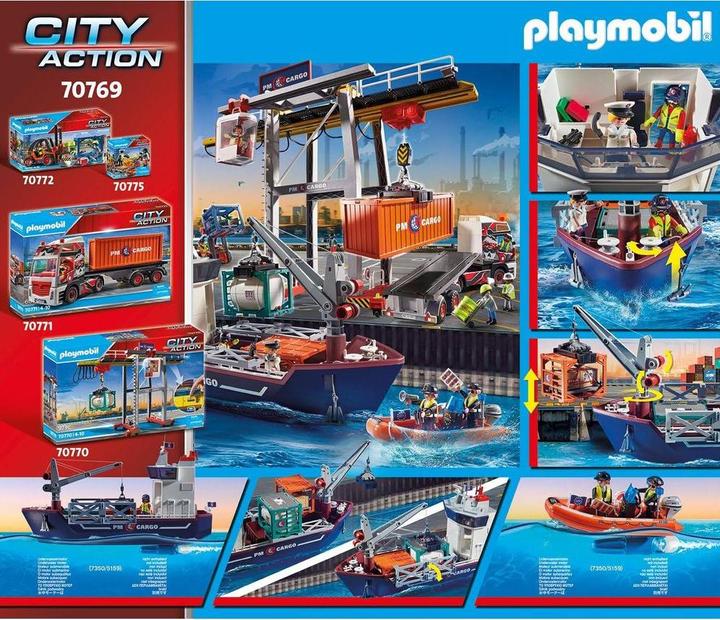 Image du produit Playmobil Grand porte-conteneurs avec bateau douanier (70769, Playmobil City Action)