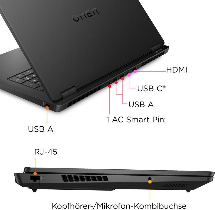 Actual product image HP OMEN 17-db0180ng 17.3" FHD IPS 144Hz, AMD Ryzen 7 8845HS, 16GB RAM, 1TB SSD, RTX 4060, Windows 11 (17.30", AMD Ryzen 7 8845HS, 16 GB, 1000 GB, DE)