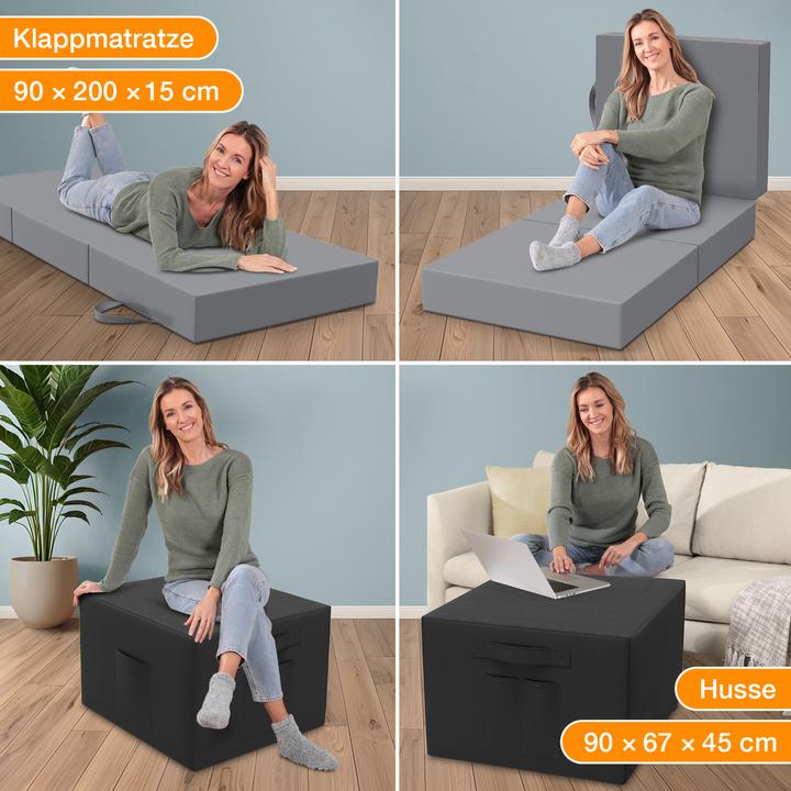 Immagine prodotto Bestschlaf Materasso pieghevole con copertura e borsa per il trasporto (90 x 200 cm, Nucleo di schiuma)