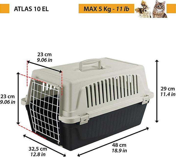 Actual product image Ferplast Atlas 10 EL - Trolley for pets, reddish black (Dog, Cat, Foldable)