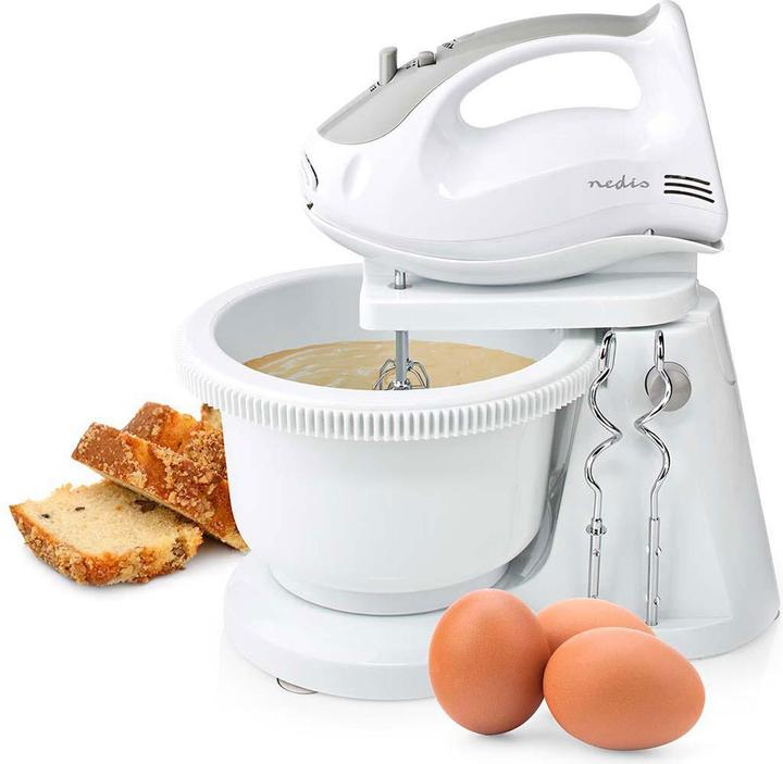 Produktbild Nedis Handmixer 200 W 5 Geschindigkeitsstufen Turbofunktion Turning Bowl / 2 Knethaken / 2 Schlägel (200 W)