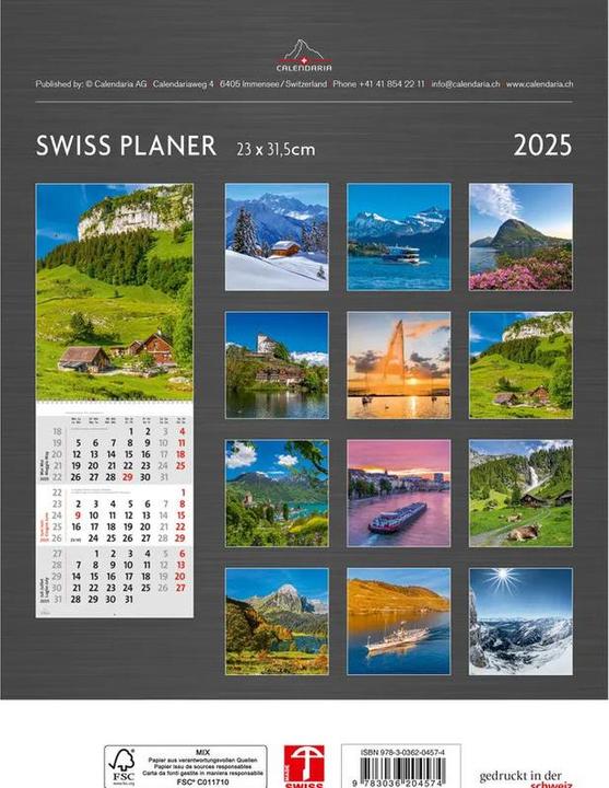 Produktbild Swiss Planer 2025 (23 x 31.5 cm, Kein Einband, Deutsch, Französisch, Italienisch, Englisch)