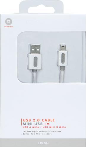 Actual product image Icidu USB 2.0 A-Bm Cable 1m White USB Cable USB A Mini-USB B White (1 m, USB 2.0)