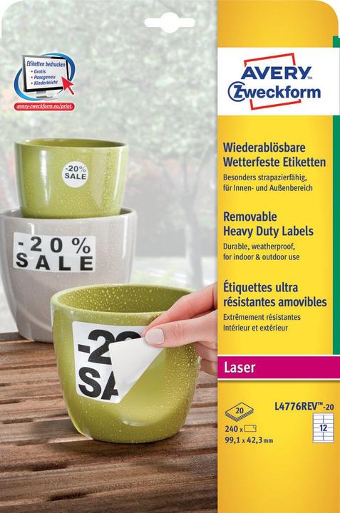 Produktbild Avery Wetterfeste Etiketten, ablösbar