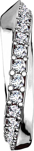 Star Piercing Micro Piercing Ring silber Halbkreis mit Kristallen verdreht (Messing, Chirurgenstahl 316L)