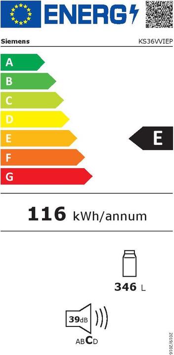 Energie-Label Siemens KA95NVIEP Kühlkombi Side-by-Side (588 l)