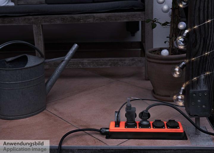 Actual product image Kabelmeister Outdoor socket strip, 4 earthing contact sockets (IP54/IP20), 2x USB-A socket, orange/ (4 x, CEE 7/3, 5 m)