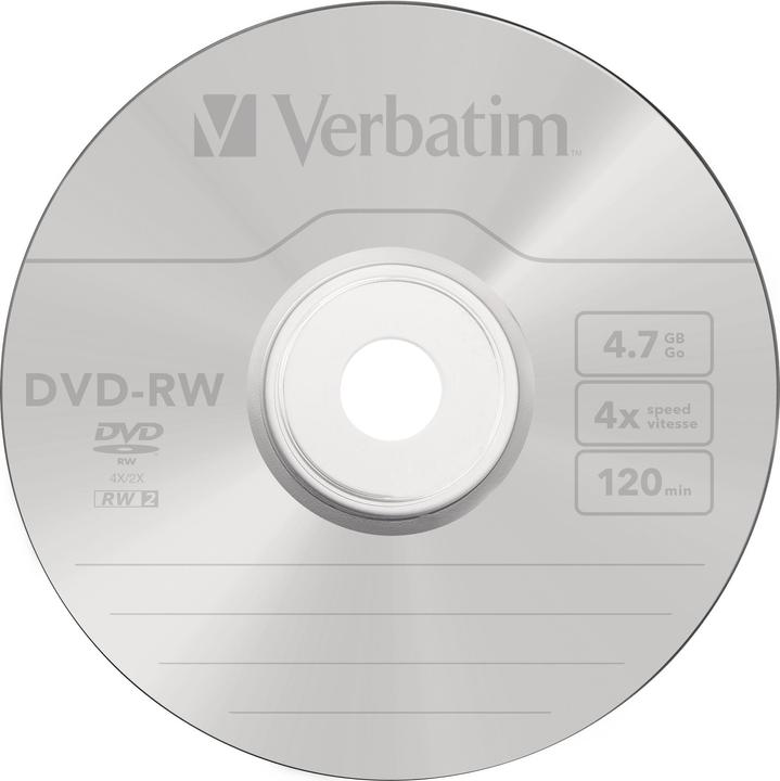 Produktbild Verbatim DVD-RW, 4x, 4.7GB, 5er Pack (5 x)
