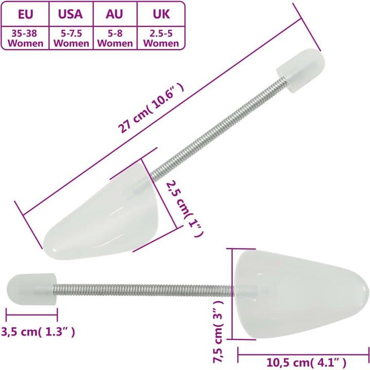Produktbild VidaXL Schuhspanner mit Spiralfeder 5 Paar Weiss EU 35-38 (10 x)