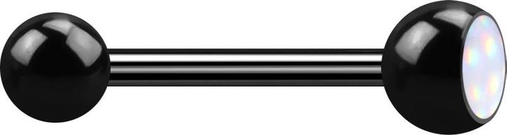 Immagine prodotto Star Piercing Barbell schwarz mit Kugel und Kugel Epoxidstein weiss (senza ottone, Acciaio chirurgico 316L)