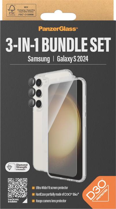 Productafbeelding PanzerGlass Bundel Ultra Wide FIt Glas + Etui + Lens (1 Stuk, Samsung Galaxy S24)