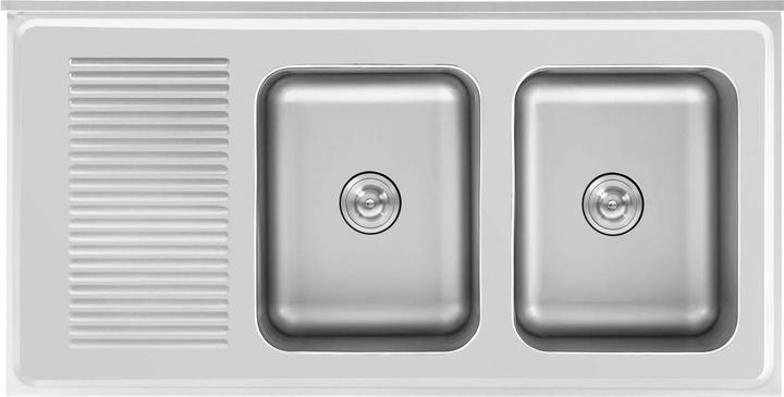 Immagine prodotto Royal Catering Lavello cucina - Acciaio inox - 2 vasche - - 500 x 400 x 300 mm (Lavandino montato in alto, 30 cm, 70 cm)
