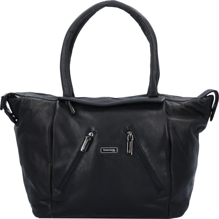 Greenland Nature Black Nappa Shopper Tasche Leder 33 cm (12 l)