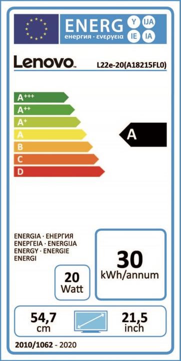 Energie-Label Lenovo L22e-20 (1920 x 1080 Pixel, 21.50")