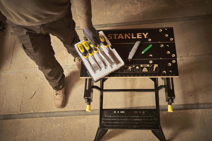 Actual product image Stanley Workmate with bamboo worktop and dual working height, loadable up to 250kg (50.50 cm, 54 cm)
