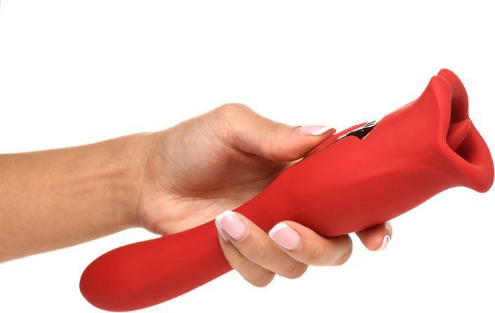 Immagine prodotto XR Brands Vibratore Lickgasm Kiss + Kiss a doppia faccia - Rosso