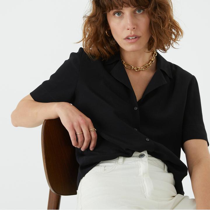 Image du produit La Redoute Collections Blouse à manches courtes avec col à revers (40)