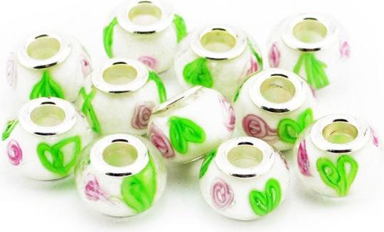 Produktbild Hermex Glas Bead Perle versilbert 925 - Weiss (Silber 925, Glas)