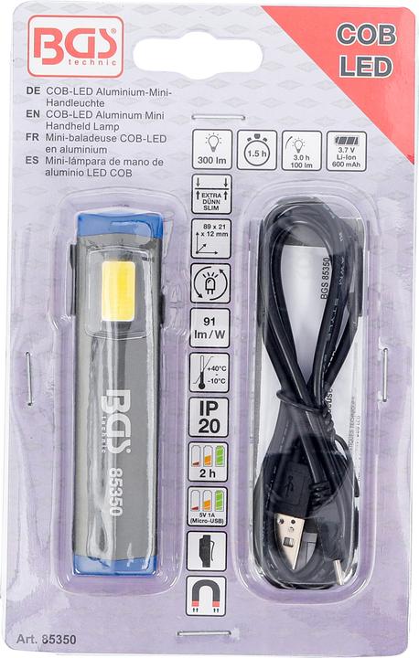 Immagine prodotto BGS Mini torcia da lavoro in alluminio a COB-LED (300 lm)