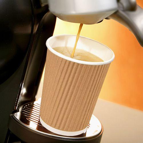 Produktbild Papstar Papp-Trinkbecher "pure" Ripple Wall, 0,4 l, beige aus gerillter Pappe mit PLA-Beschichtung, Durchmes (25 x)