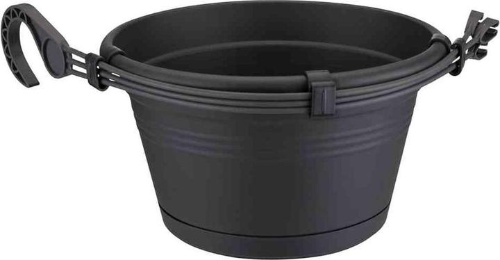 Actual product image Elho Potting Shed Set Green Basics plastic Ø 28 H 18 cm black incl. holder and saucer (29 cm)
