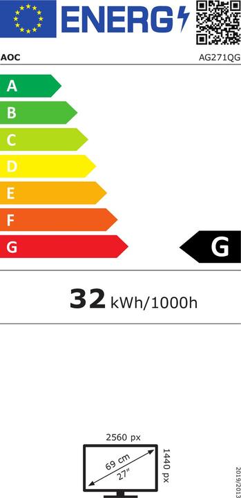 Label énergétique AOC Ag271qg (2560 x 1440 pixels, 27")