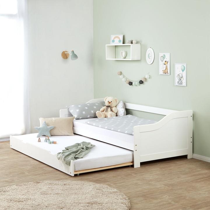 Actual product image Floki24 Children's bed Functional bed Youth bed Pull-out bed Bunk bed Guest bed - white, 90 x 200 cm (90 x 200 cm)