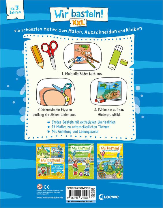 Produktbild Loewe Wir basteln! XXL - Die schönsten Motive zum Malen, Ausschneiden und Kleben (blau)
