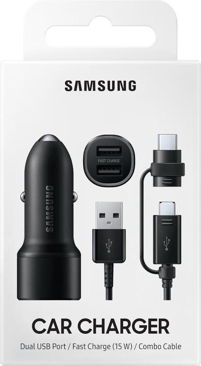Actual product image Samsung Dual car quick charger 2x 15W incl. 2-in-1 data cable