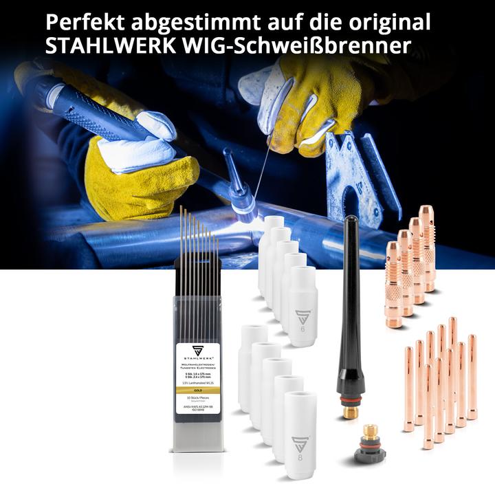 Produktbild Stahlwerk WP26 WIG Verschleissteile Set 36tlg Schweisszubehör für WP SR 17 18 26