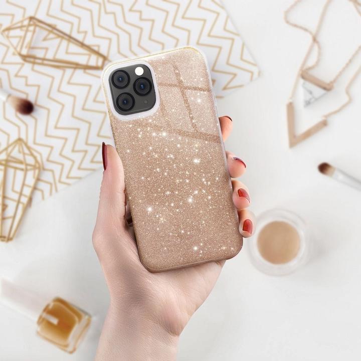 Produktbild König Design Handyhülle für Samsung Galaxy A21s Schutzcase Cover Bumper Schale Glitzer Gold (Samsung Galaxy A21s)