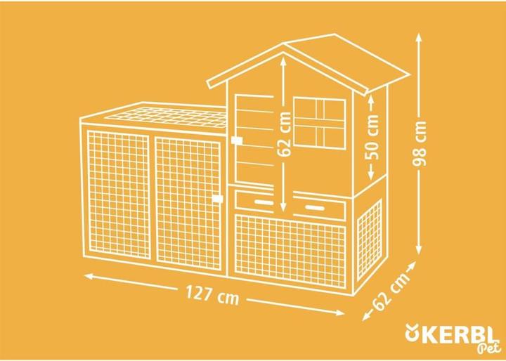 Image du produit Kerbl Clapier pour rongeurs Freetime Luke, maison en bois avec cour extérieure, toit en bitume, bac de