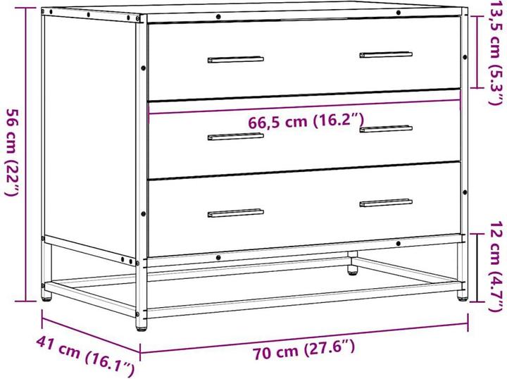 Actual product image VidaXL Black drawer unit 70x41x56 cm Wood-based drawer chest