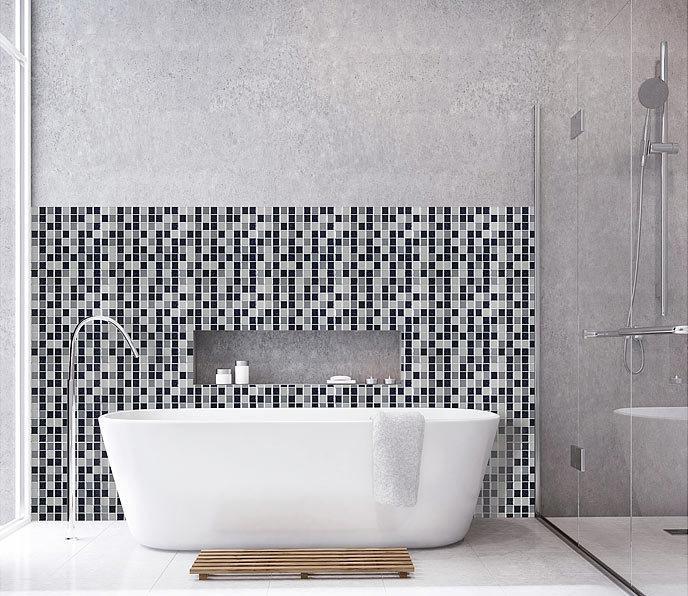 Produktbild Infactory Selbstklebende 3D-Mosaik-Glitzer-Fliesenaufkleber, 26 x 26cm, 15er-Set (25.5 x 25.5 cm)