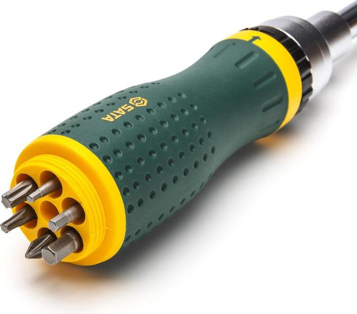 Actual product image SATA Ratchet screwdriver with bit magazine, 19 pieces