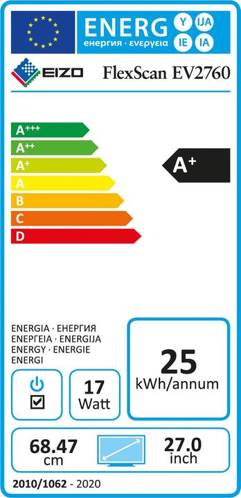 Energie-Label Eizo EV2760 (2560 x 1440 Pixel, 27")