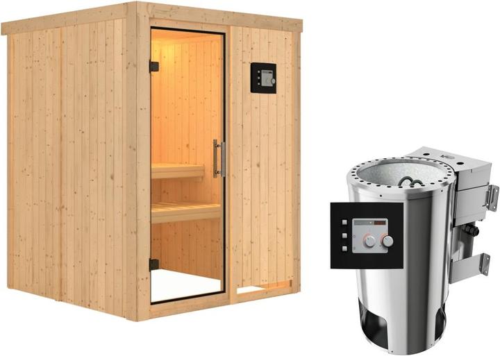 Actual product image Karibu Minja without roof rim (Plug & Play 3,6 KW - Bio external control)