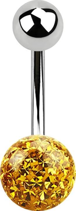 Produktbild Star Piercing Banane silber mit Kugel und Kristall Kugel topaz Epoxy Schutzschicht (ohne Messing, Chirurgenstahl 316L)