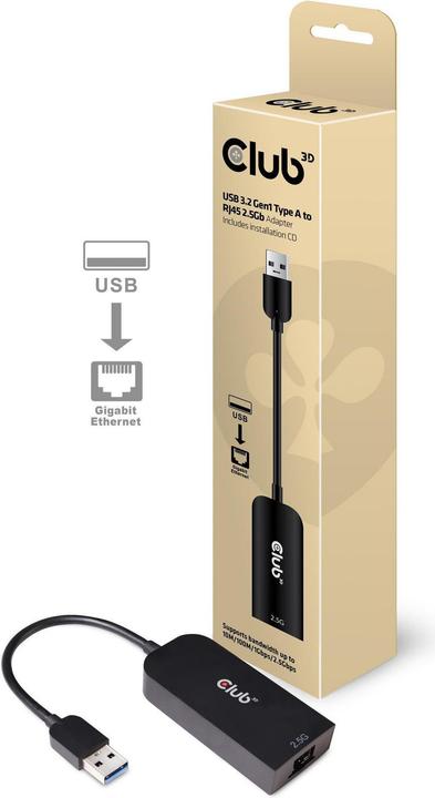 Produktbild Club 3D USB 3.2 Gen1 Typ A auf RJ45 (USB-C 3.2 Gen 1, RJ45 (1x))