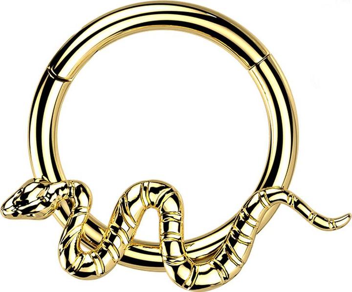 Produktbild Star Piercing Micro Segmentring klappbar vergoldet Schlange (ohne Messing, Titan G23)