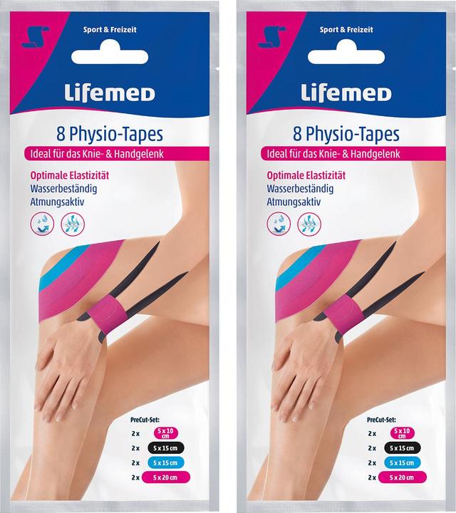 Produktbild Lifemed Physio-Tapes für Knie & Hand, 8 Stück in 3 Grössen, 2er-Set (0.20 m)