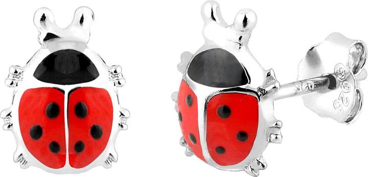 Elli Ohrringe Kinder Marienkäfer Glücksbringer 925 Silber (Emaille, Kein Schmuckstein, 925er Sterling Silber)