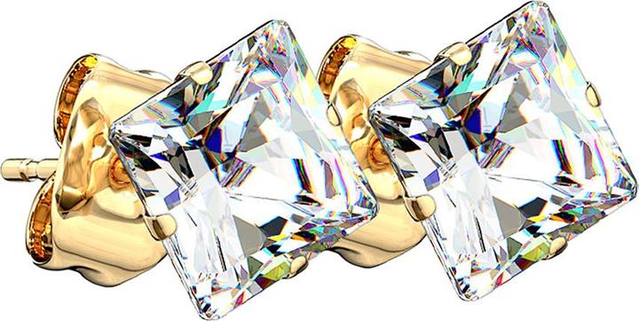 Actual product image Star Piercing Stud earrings gold plated with square crystal silver (without brass, Surgical steel 316L)