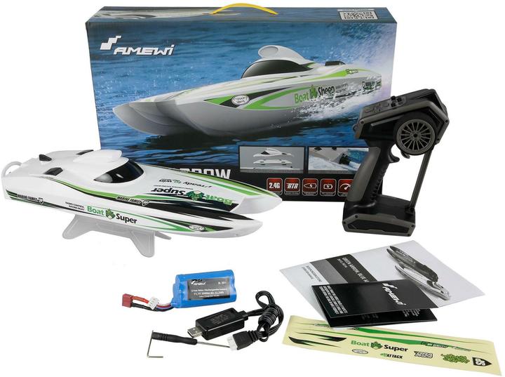 Actual product image Amewi Catamaran Jetboat Green Arrow Brushless 400 mm RTR